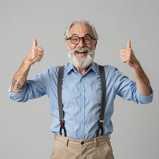 Energetic Older Man with Tattooed Arm