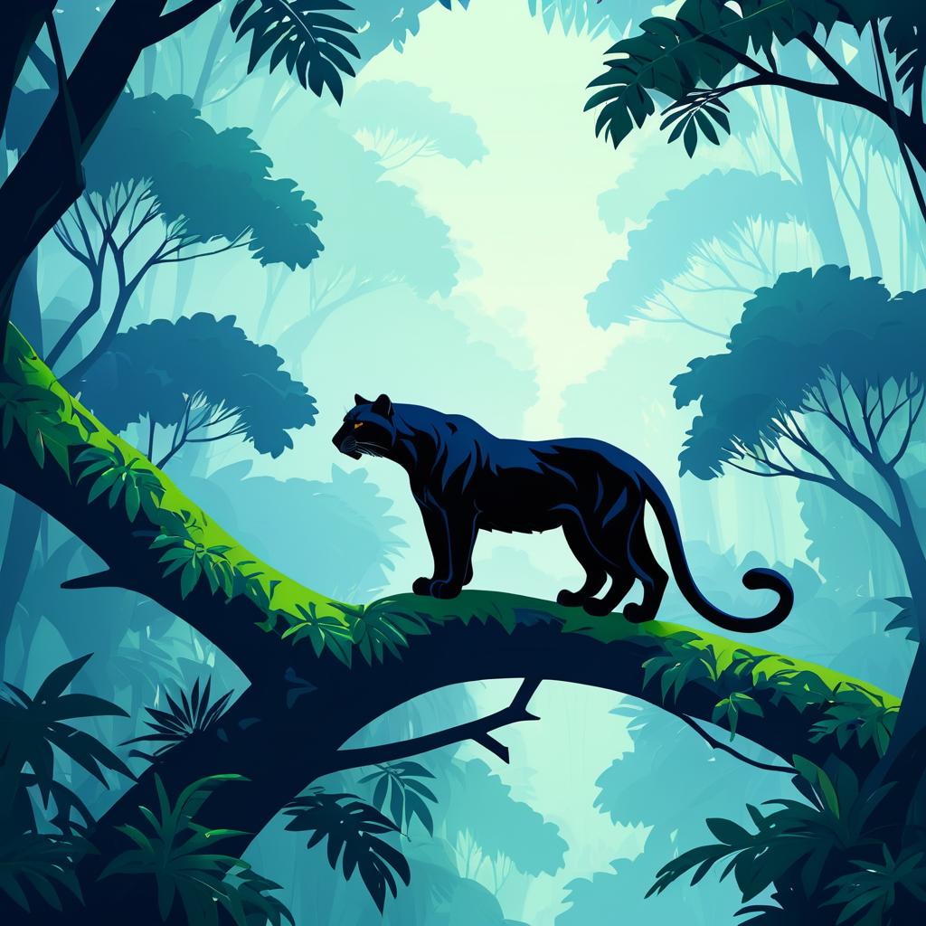 Panther Overlooking Jungle from Branch