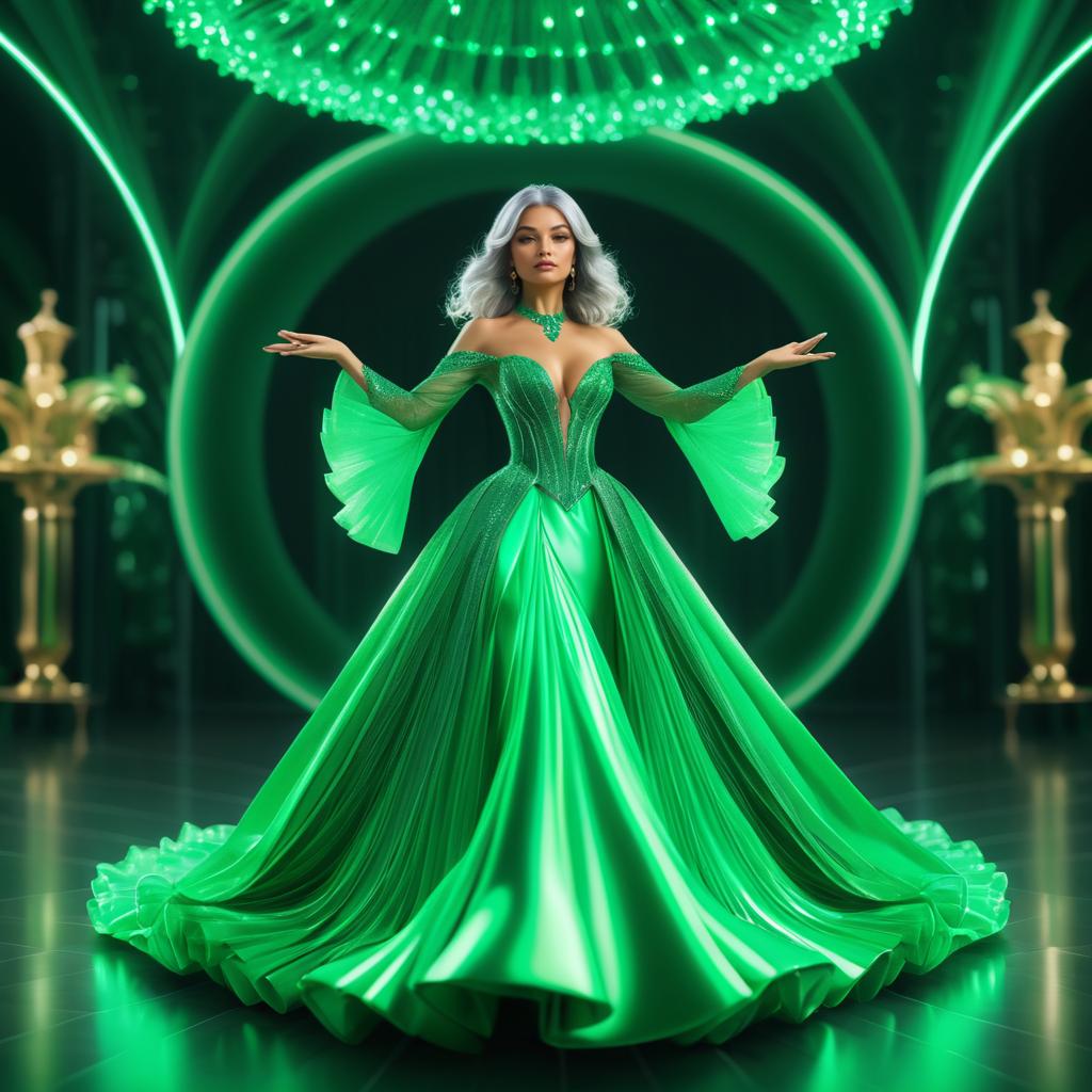 Mysterious Sorceress in Emerald Elegance