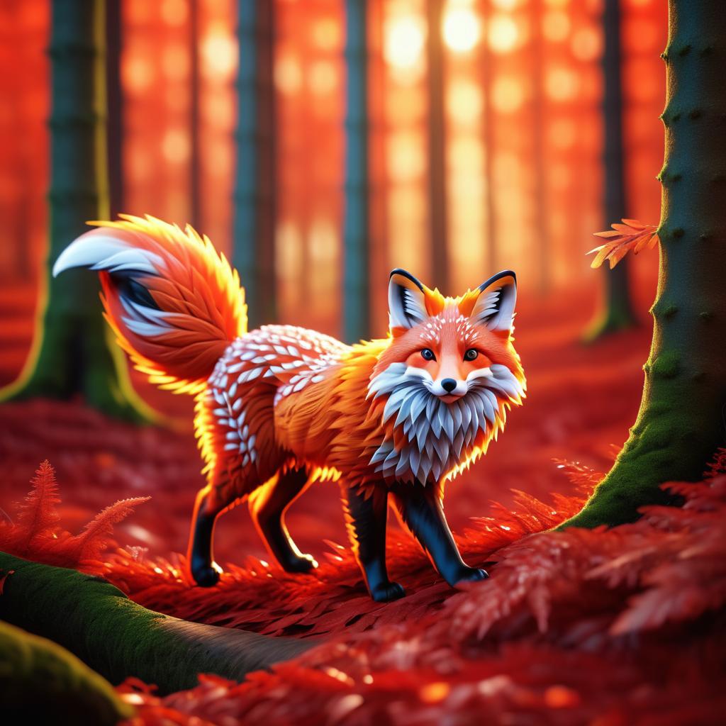 Dreamy Trippy Red Fox in Autumn