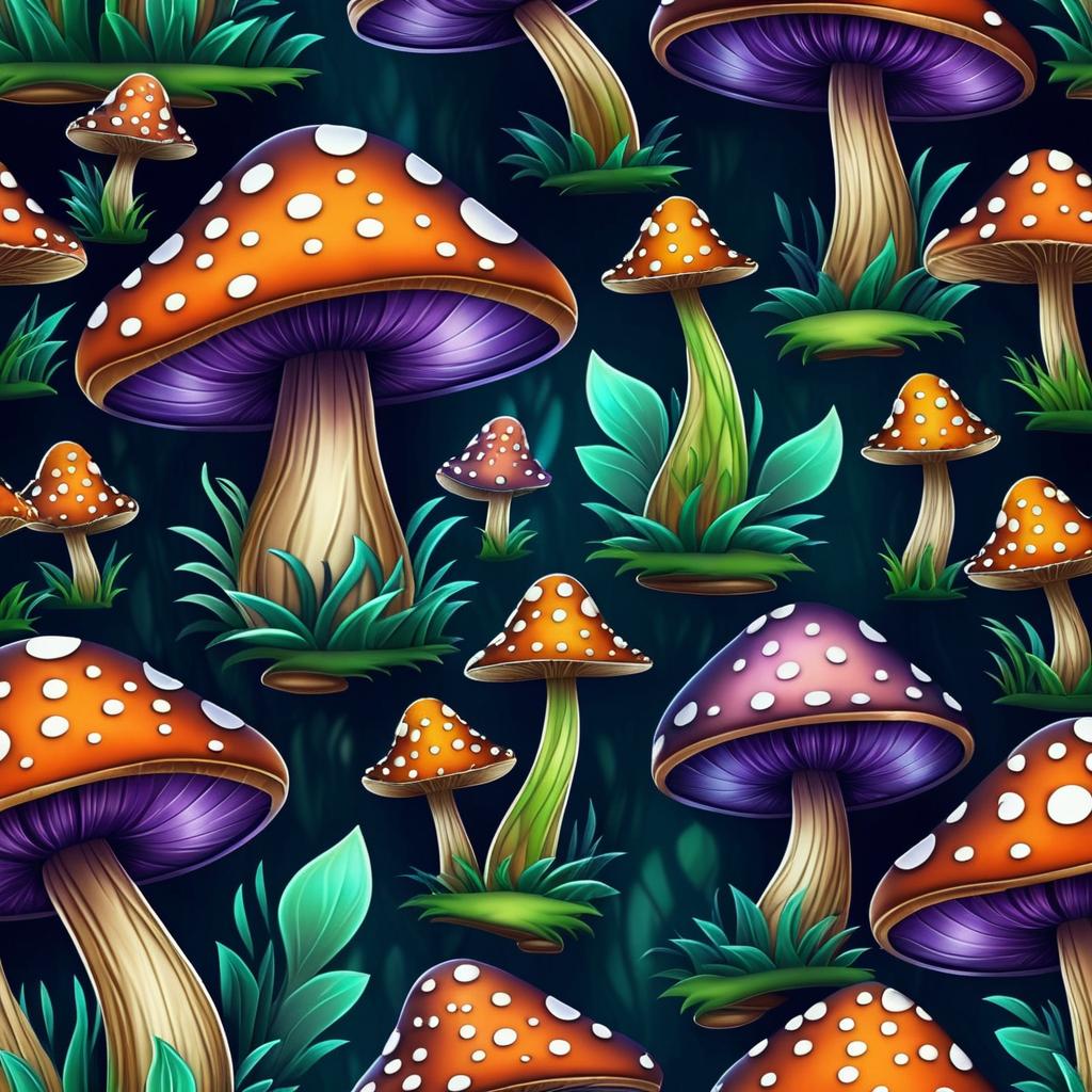 Whimsical 2D Fantasy Mushroom Texture