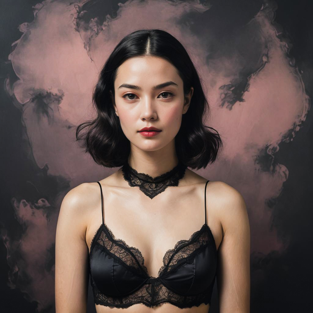 Surrealist Blush: Athletic Woman in Lingerie