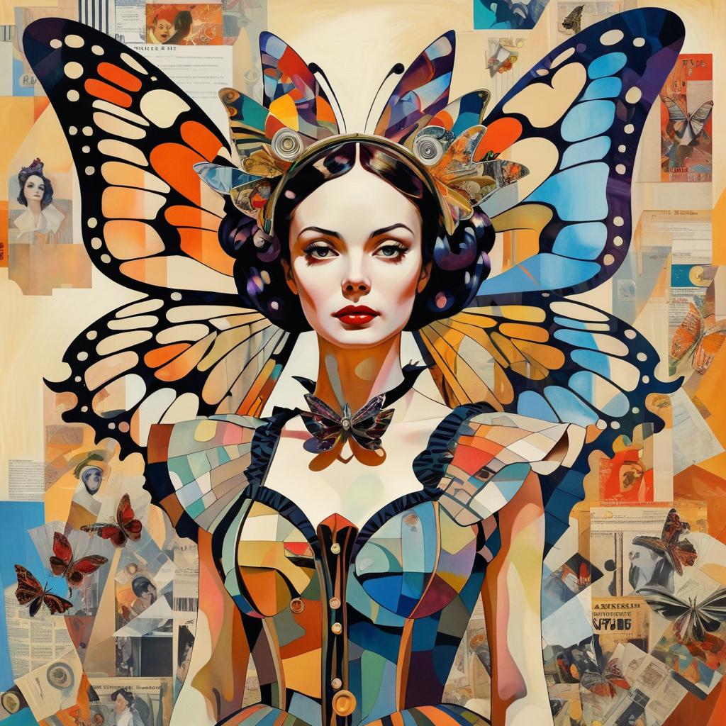 Dadaism-Inspired Fantastical Butterfly Portrait