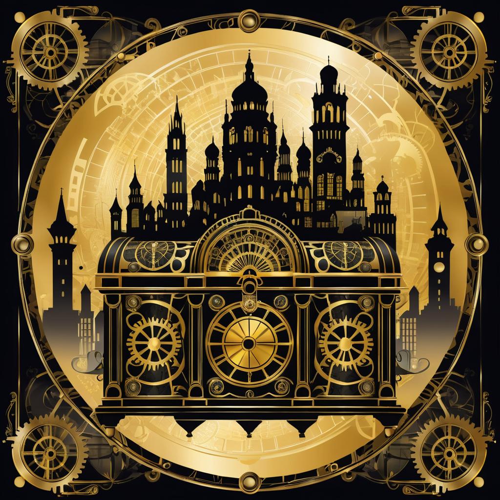 Steampunk Treasure Chest City Illustration