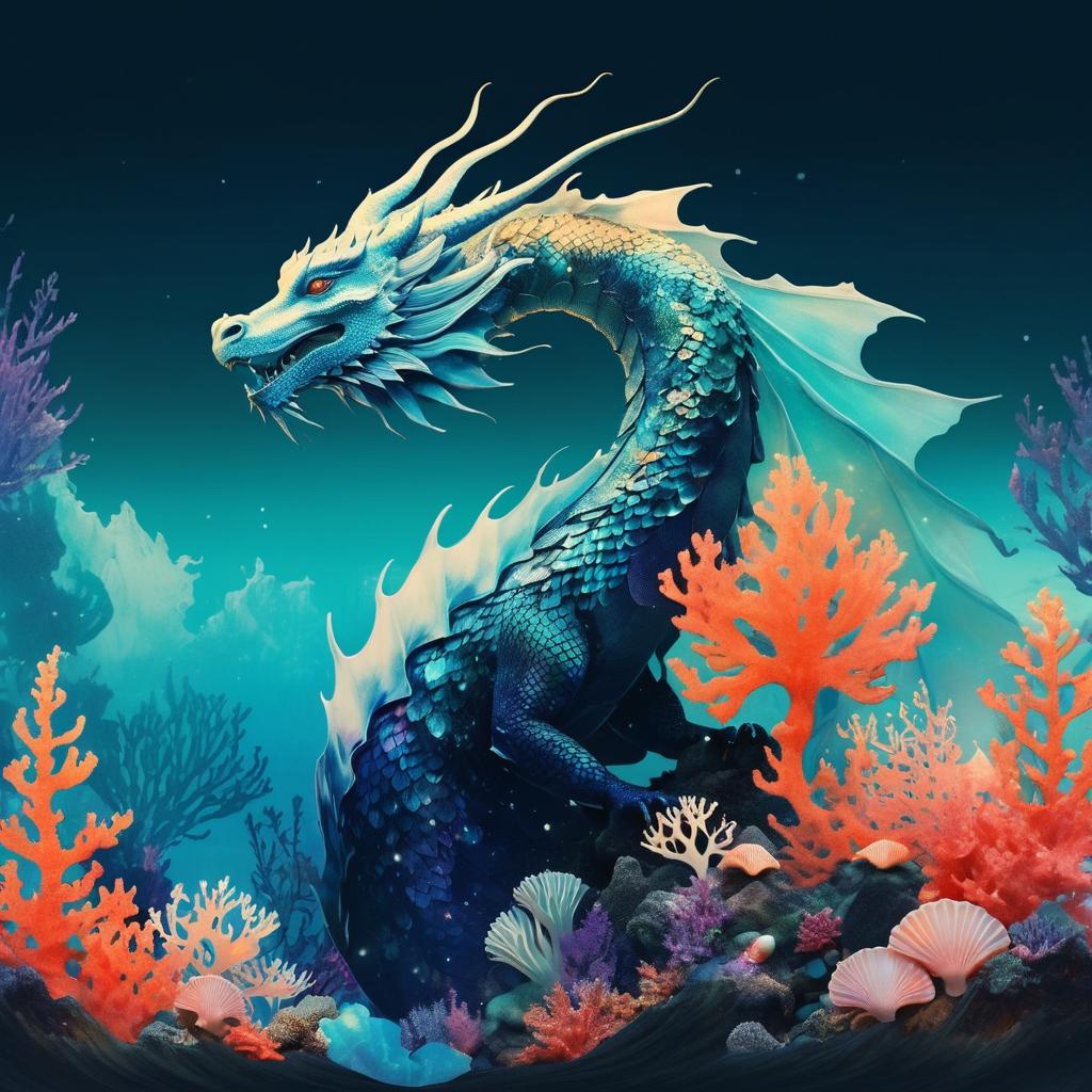 Celestial Merdragon in Luminous Ocean Depths