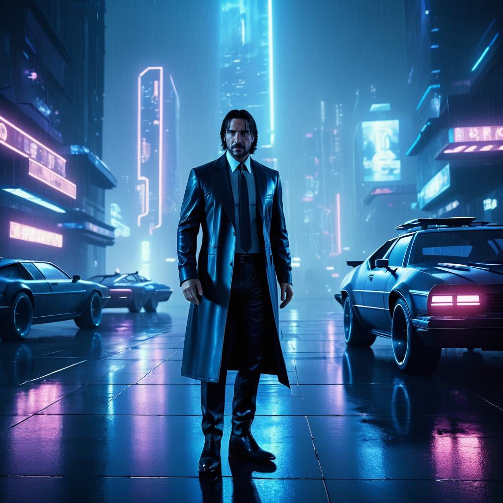 Cinematic John Wick in Futuristic City