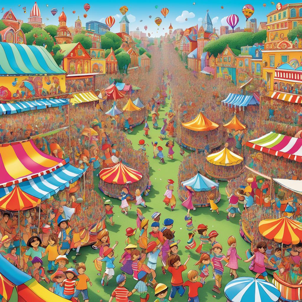 Whimsical Festival Scene for Kids' Book