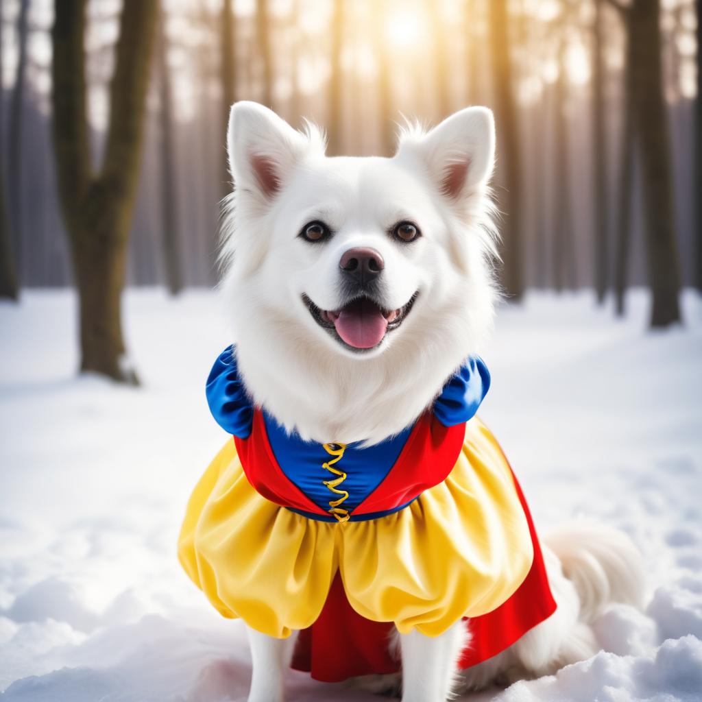 Whimsical Dog Dressed as Snow White