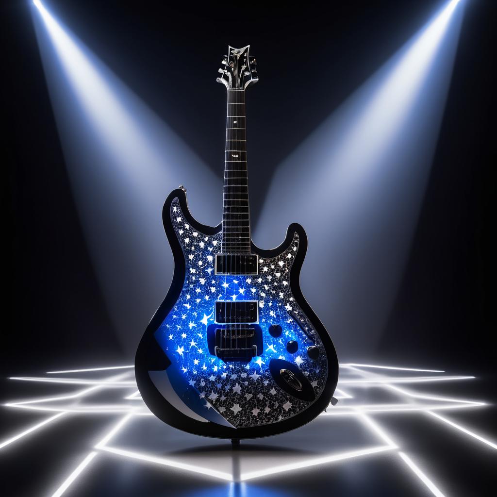 Stylish Electric Guitar with Star Patterns