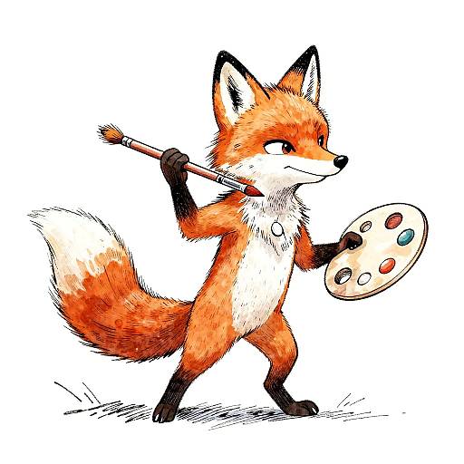 Whimsical Fox Artist Illustration