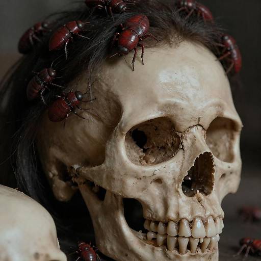 Eerie Close-Up of a Haunted Skull
