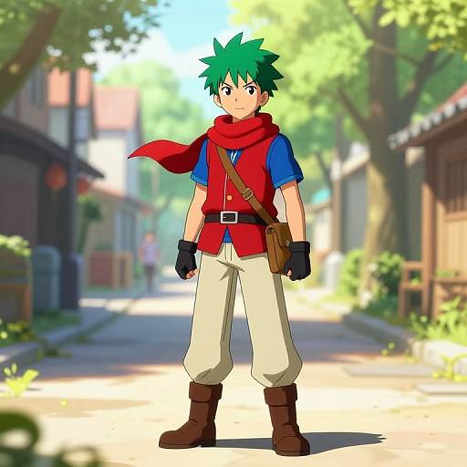 Anime Character in Sunlit Village