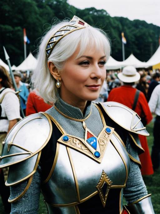 Woman in Helen Mirren Excalibur Costume at Festival