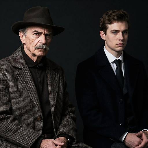 Intense Portrait of Two Men in Darkness