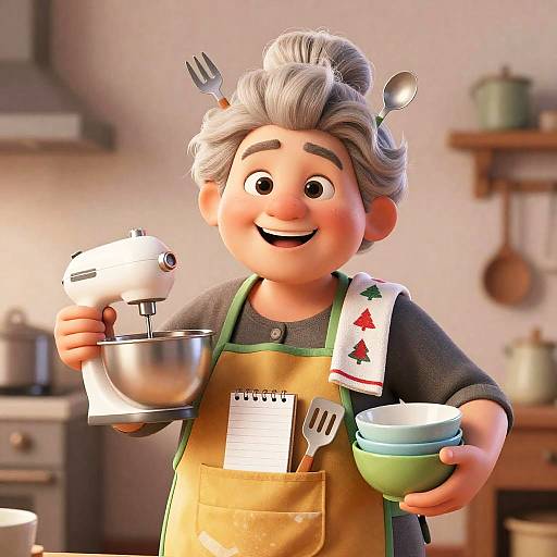 Whimsical Grandma Baking in 3D