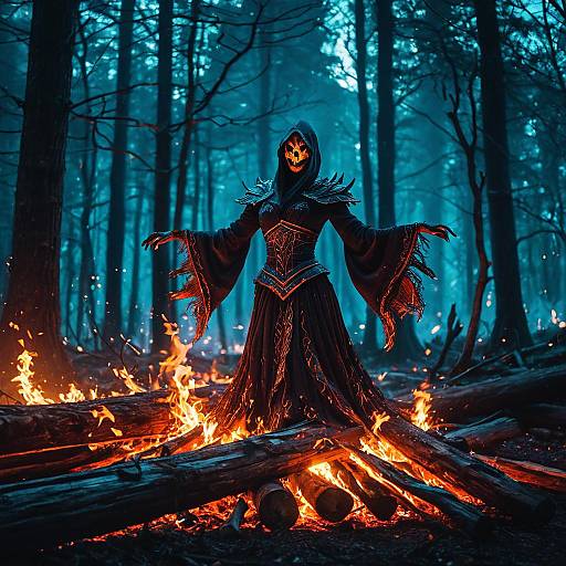 Ember Wraith Dancing in Enchanted Forest