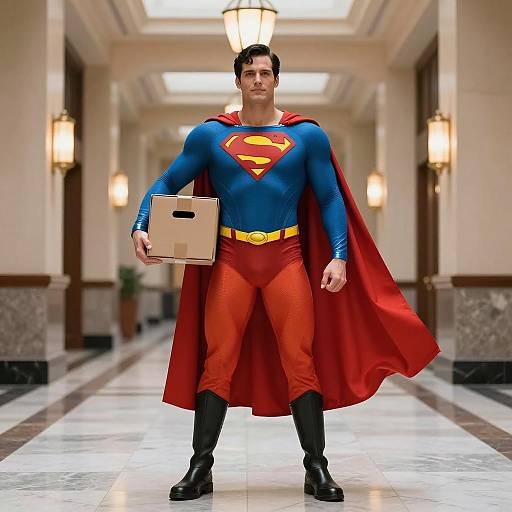 Epic Photorealistic Superman in Hallway