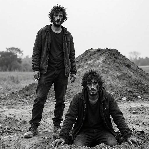 Intense Black and White Portrait of Two Men