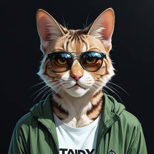 Realistic Cat Portrait with Sunglasses Realistic Cat Portrait with Sunglasses