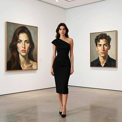 Elegant Woman in Art Gallery