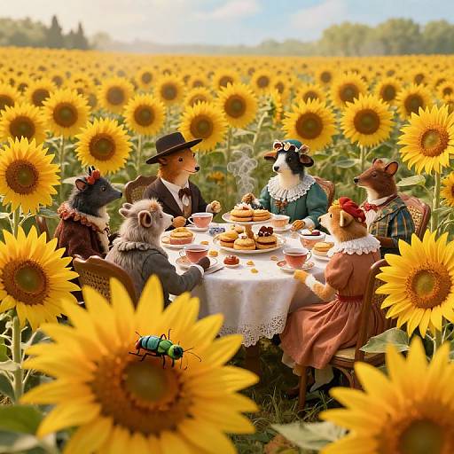 Surreal Sunflower Tea Party