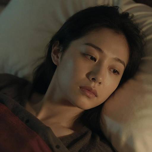 Pensive Asian Woman in Soft Light