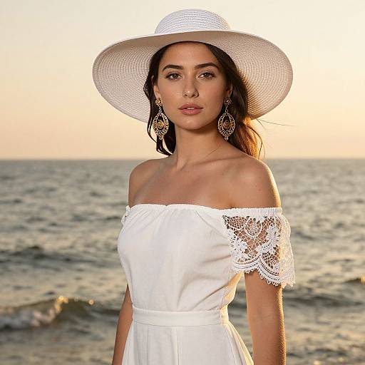 Elegant Woman at Ocean Sunset