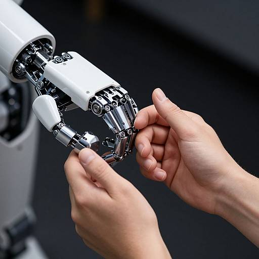 Human and Robot Hand Swap Close-Up