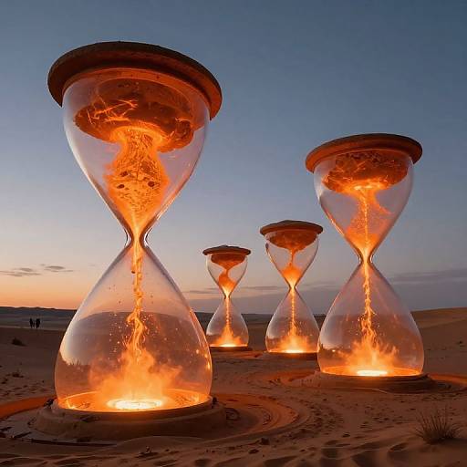 Surreal Giant Hourglasses in Desert