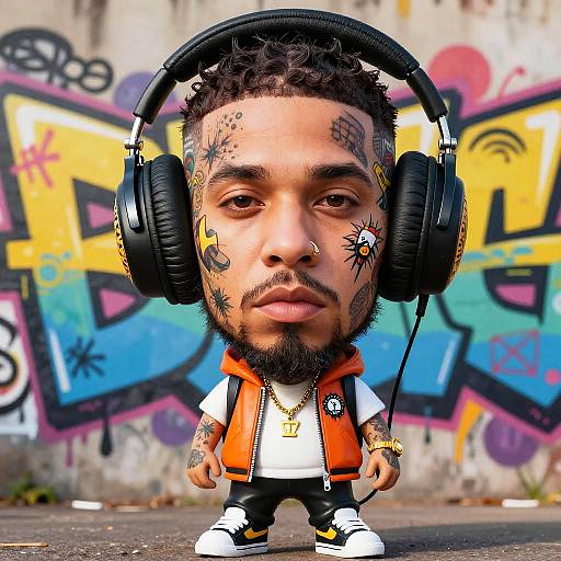 Vibrant Rapper Caricature Art