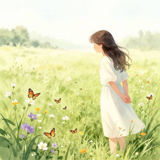 Serene Meadow Naturalist Watercolor