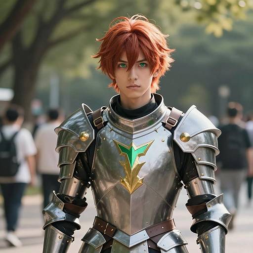 Young Man in Fantasy Armor Cosplay