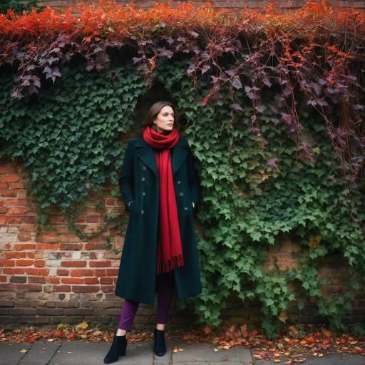 Woman Standing Beside Ivy Covered Brick Wall