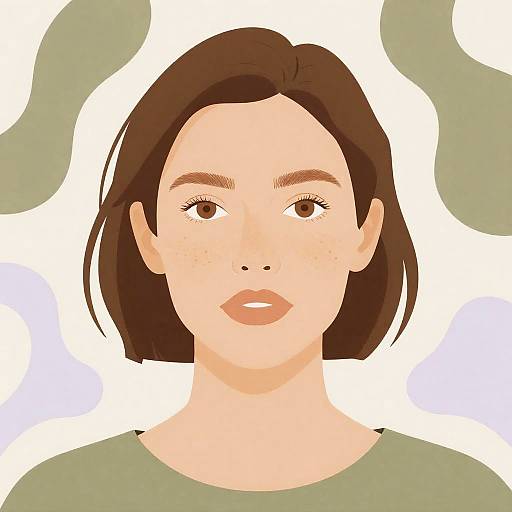Freckled Woman with Short Hair Illustration