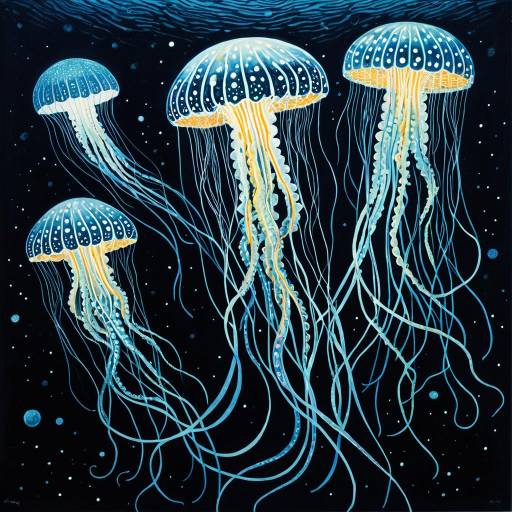 Glowing Bioluminescent Jellyfish Painting Glowing Bioluminescent Jellyfish Painting