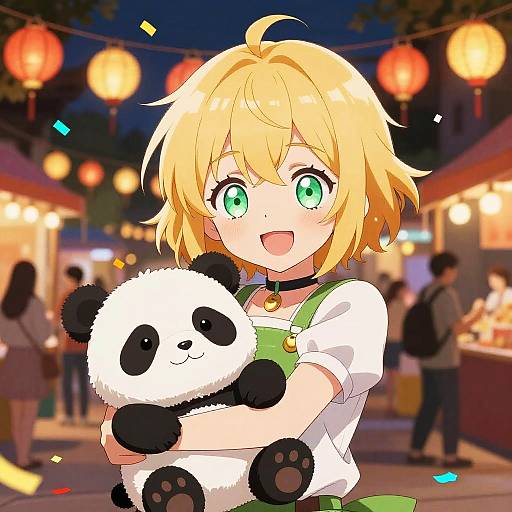 Cheerful Anime Dancer at Festival