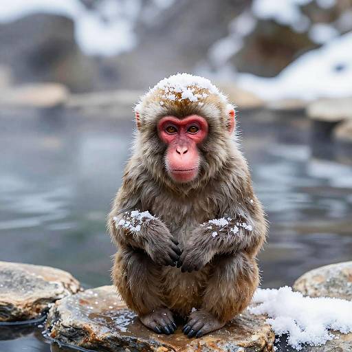 Realistic Japanese Snow Monkey Figurine