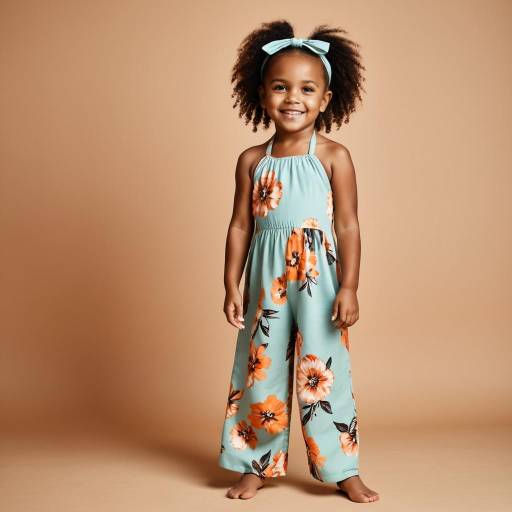 Charming Toddler in Aqua Floral Jumpsuit