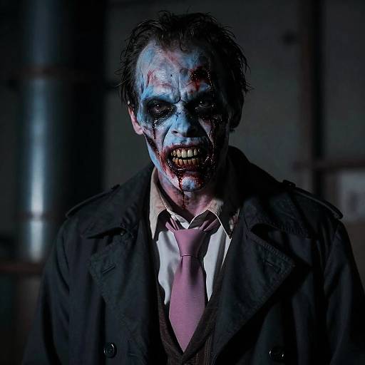 Chilling Male Zombie Portrait in Shadows