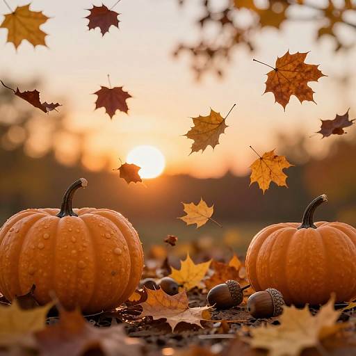 Cozy Autumn Leaves and Pumpkins