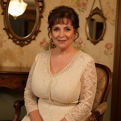 Vintage 1940s Woman in Parlor