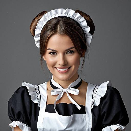 Smiling woman in maid costume