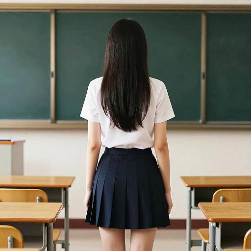 Photorealistic Woman in Classroom From Behind