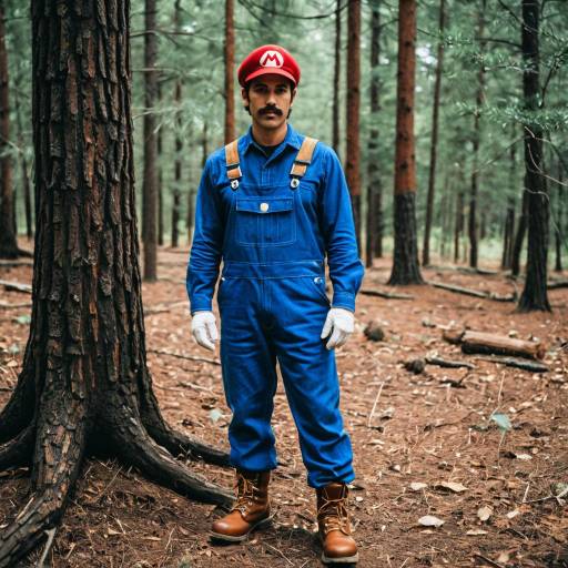 Adult Man in Mario Costume Outdoors