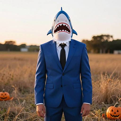 Blue Shark Halloween Costume Scene