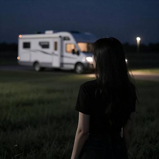 Silhouetted Figure in Night Field
