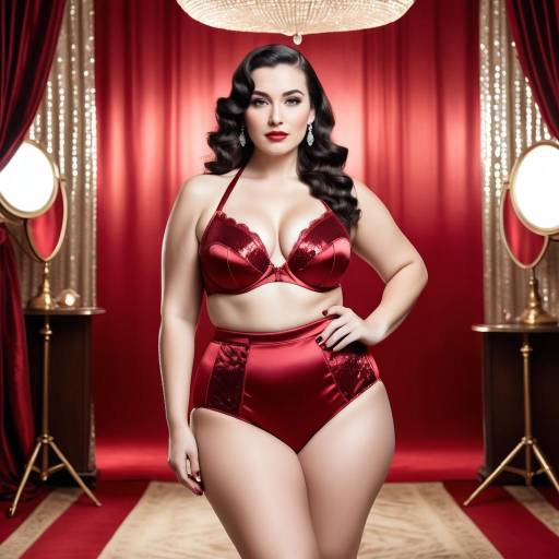 Glamorous Woman in Red Glamour Outfit