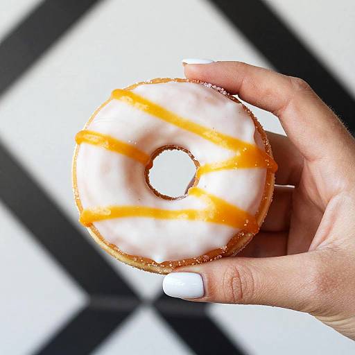Close-Up of Hand Holding Glazed Donut