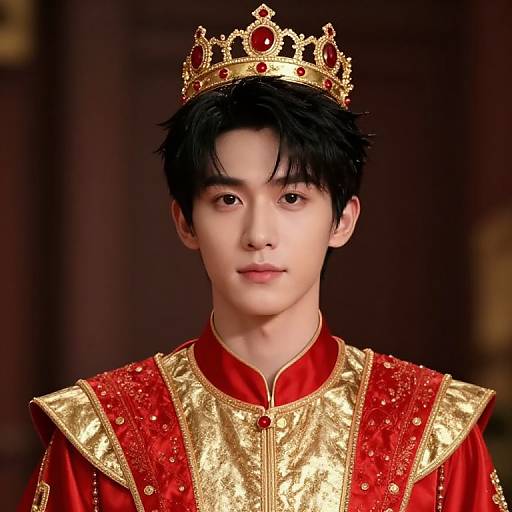 Regal Figure in Red and Gold