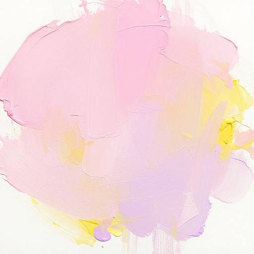 Abstract digital artwork featuring a large, irregular pink and yellow gradient circle with soft, blurred edges and subtle white background.